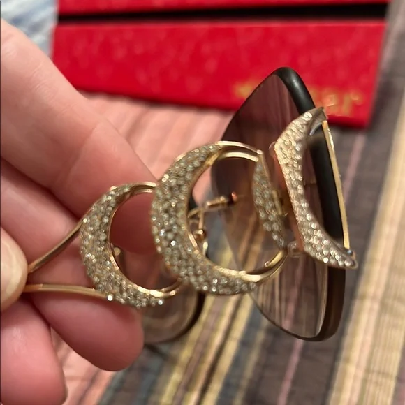 Caviar Gold and Brown Aviator Sunglasses with Metal Frame